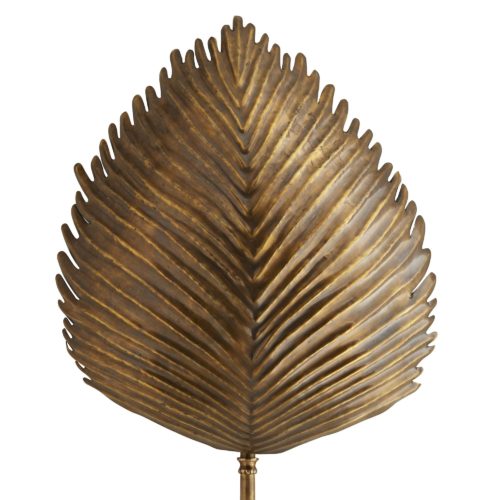 Pressed into the shape of a wild exotic leaf, this sconce is truly unique in all of its handcrafted features. Organic textures are made by pressing the plate of brass into shape, then the use of special tools and immense skill are needed to get the ridges and lines just right