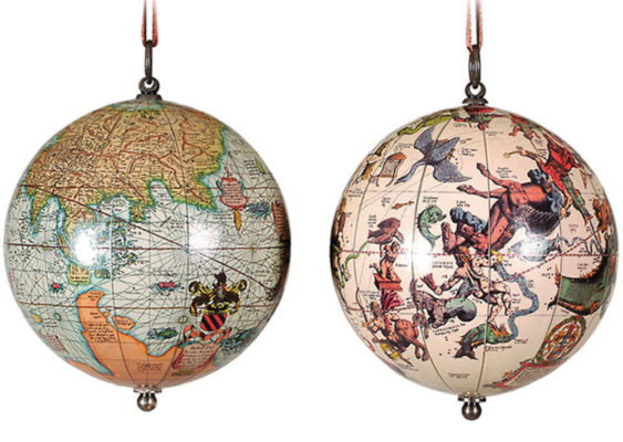 Mercatur globes, The Earth and the Heavens, 1551 A.D.