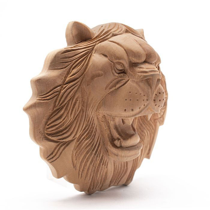 Rosette with Lion Head Wooden carved decor 