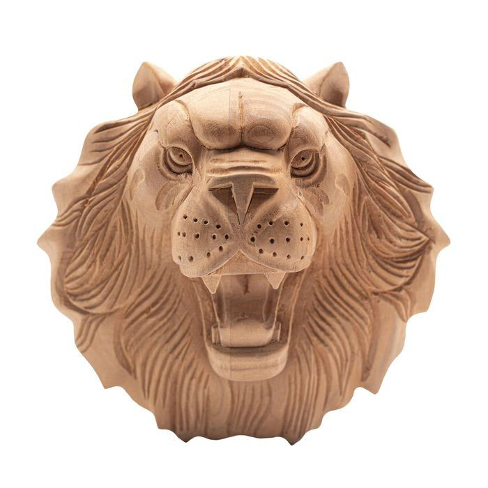Hand carved Lion Head Round Rosette 1-1/2" Diameters Applique 5-1/2" 2-1/4" 