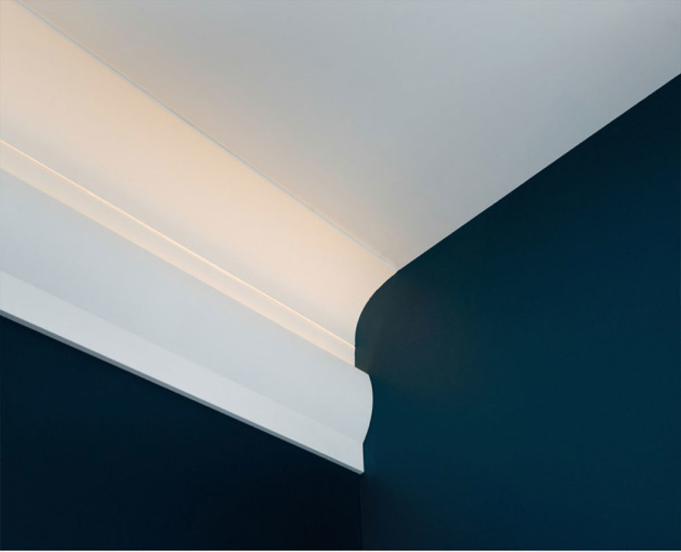 soft lighting effect created with Sunnyvale molding for indirect lighting and Belvedere cove molding; contemporary molding ideas
