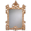 18th century English Chippendale style carved wood mirror with antiqued goldleaf finish and antiqued glass; Hand made in Italy; available at www.InvitingHome.com