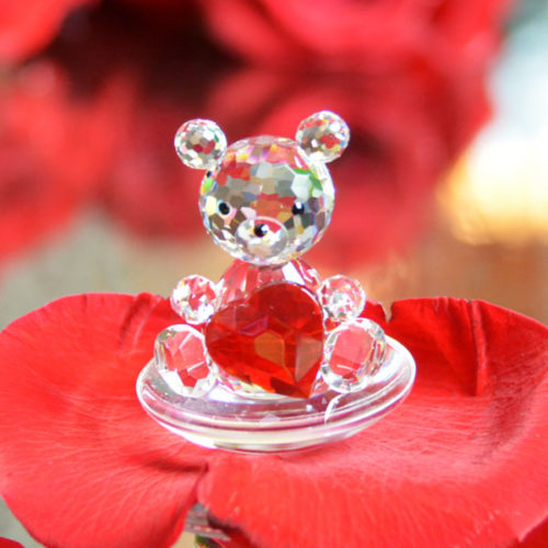 Rocking Crystal Bear With Large Red Heart