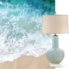 Handcrafted porcelain table lamp; This gorgeous lamp has hand glazed ocean blue finish; available at InvitingHome.com