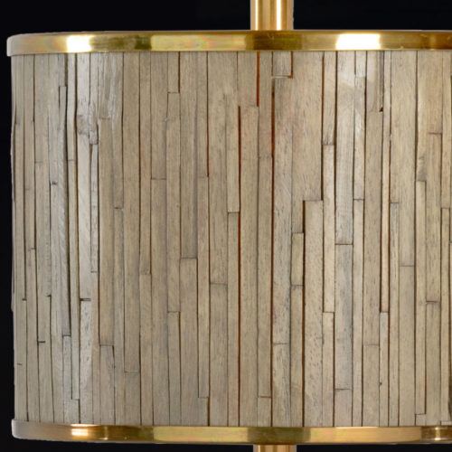 Wood Shade On Iron And Brass Table Lamp
