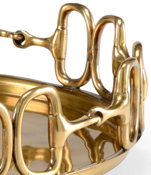 Brass Serving Tray With Elegant Stirrup Design