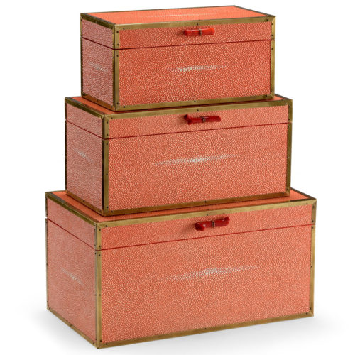 Coral Shagreen Boxes (set of3)
