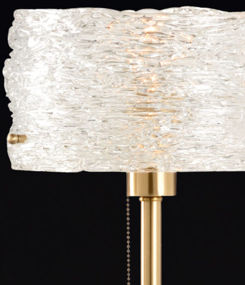 Glass Shade On Antiqued Brass Table Lamp