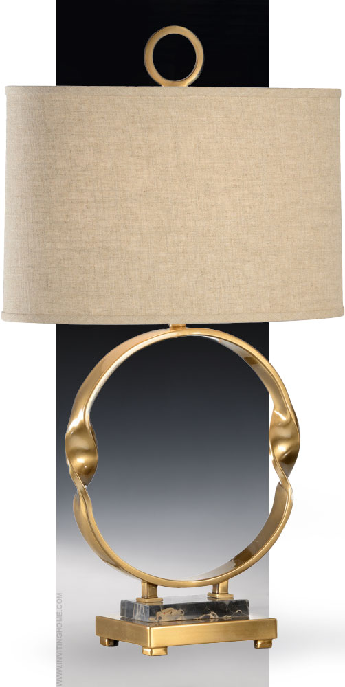 antique brass table lamp with twist design; available at InvitingHome.com
