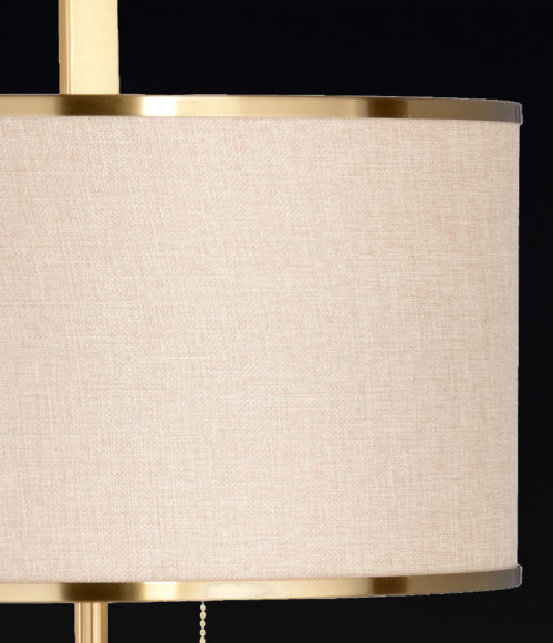 Modern Brass Lamp With Minimalistic Design Featuring Shade With Gold Trim