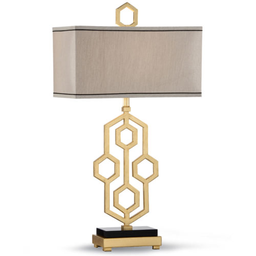 wrought iron table lamp with hand applied gold leaf finish; available at InvitingHome.com