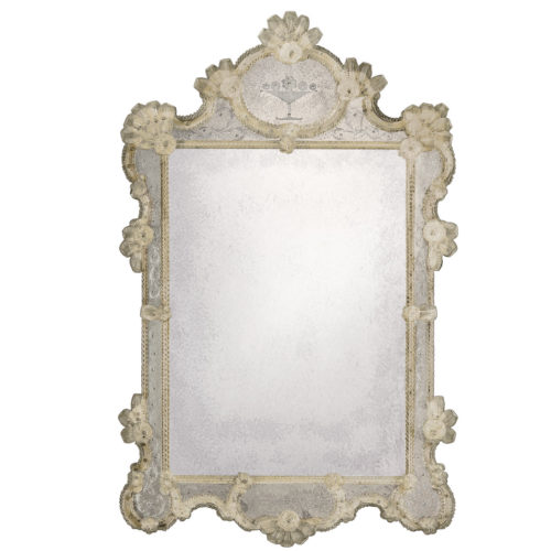 Large Antiqued Murano Glass Mirror