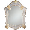 Venetian Glass Mirror Framed In Hand Etched Glass With Gold Highlights
