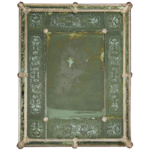 Distressed Green Murano Glass Mirror