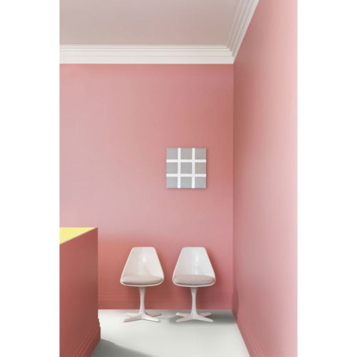 modern pink interior with modern style crown molding and baseboard