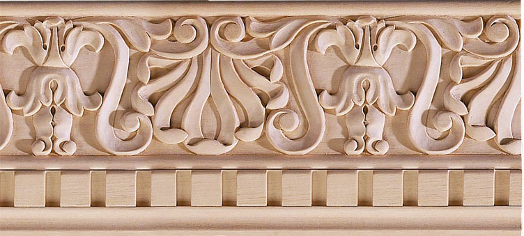 Pasadena Carved Crown Molding - bass wood
