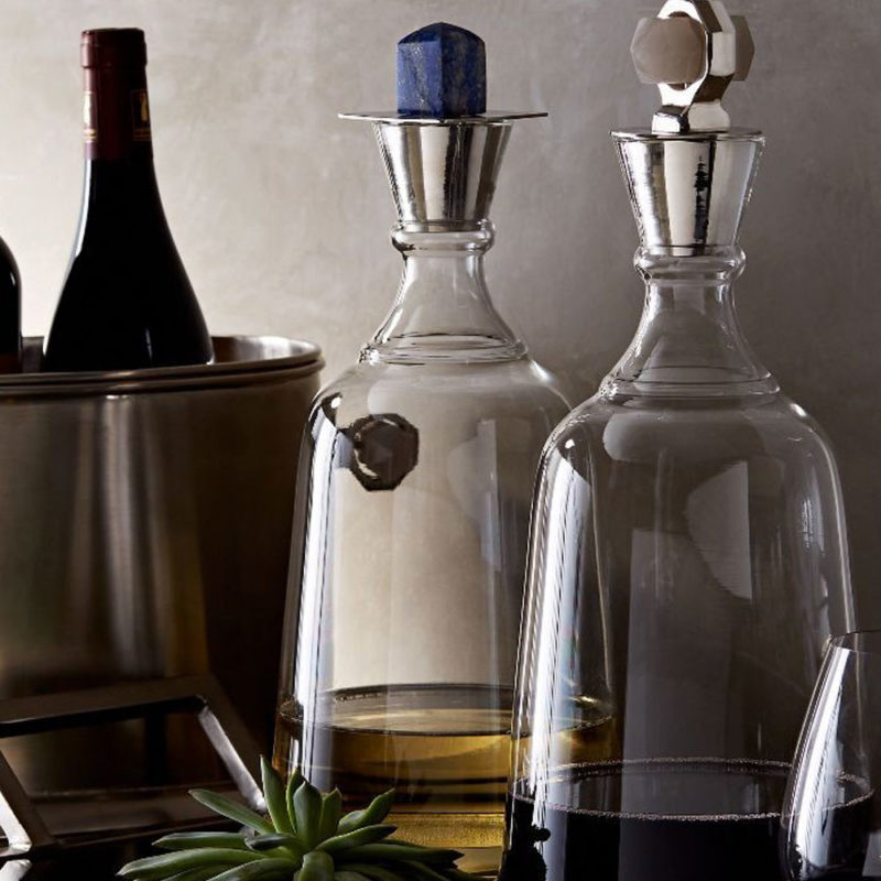 decanters and cocktail shakers