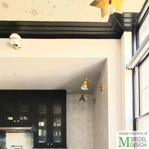 New York Art Deco Crown Molding - black painted molding installation image of upscale condo