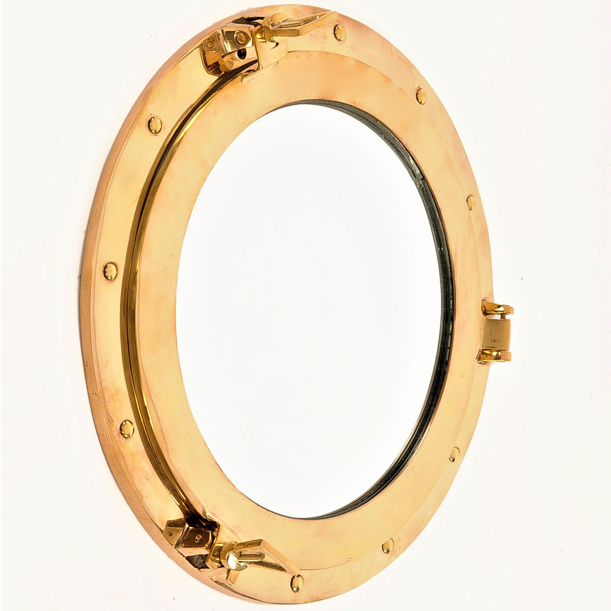 12"Round Window Porthole-Shiny Brass Ship Porthole Mirror-Home & Wall Decor 