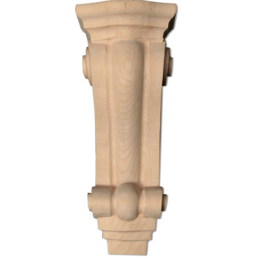Seattle wood corbels are carved in a deep relief with classic clean line design