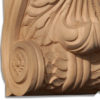 Houston corbels are hand-carved with acanthus leaf on the front, traditional scrolling with rosette center and leaf design on the sides