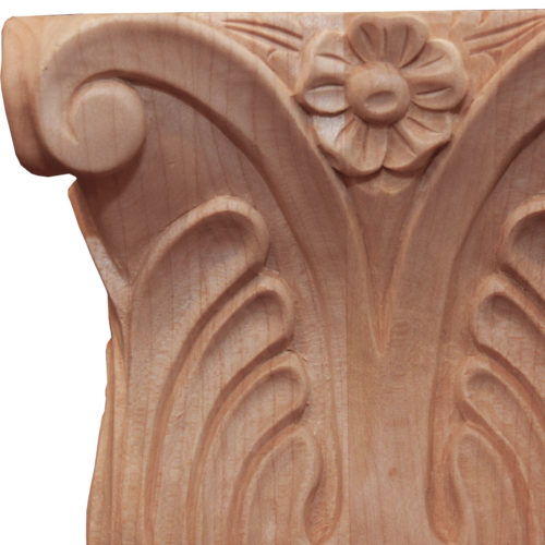 Tennessee hand carved wood capitals are carved in a deep relief with rising acanthus leaf, scrolling and flower center