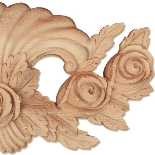 Deep Carved Pinewood PN786 Flower Motif Onlay for Decorative Farmhouse Joinery