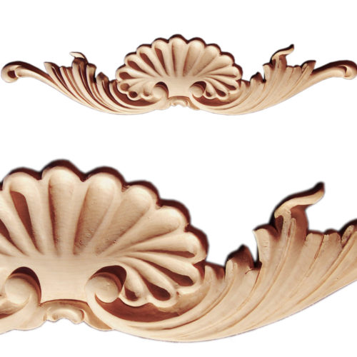 APLH-1063 Elegant Scrolled Leaf with Flower Carved Shabby Chic Wood Applique