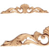 Santa Fe center wood onlays are hand carved from premium selected hardwoods. Wood onlays feature carved in deep relief shell motif with scrolled leaf design