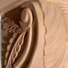 Manchester wood corbels are carved in a deep relief with acanthus leaf motif. Side of the corbels carved with leaf design and spiraling border scroll with elegant lines
