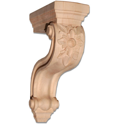 Nashville corbels have a beautiful carved in a deep relief rose and leaves design