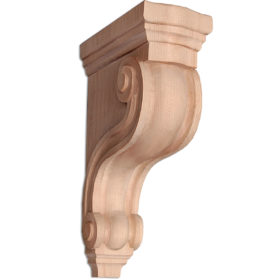 Boston corbels are carved in traditional design featuring classic scrolling on the sides