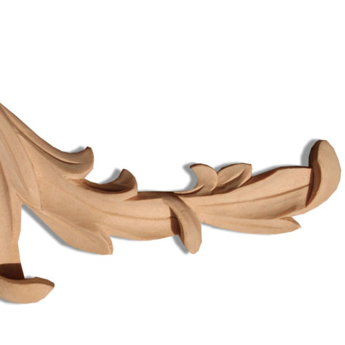 Malibu carved wood scrolls is hand crafted from premium selected white hardwood. Wood carvings feature carved in deep relief flowers with elegant leaf scrolls