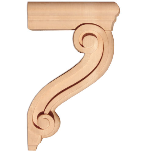 Newark wood bracket has a graceful curves in a classic scrolls design