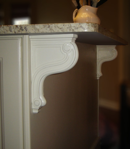 painted wood brackets for counter-top support