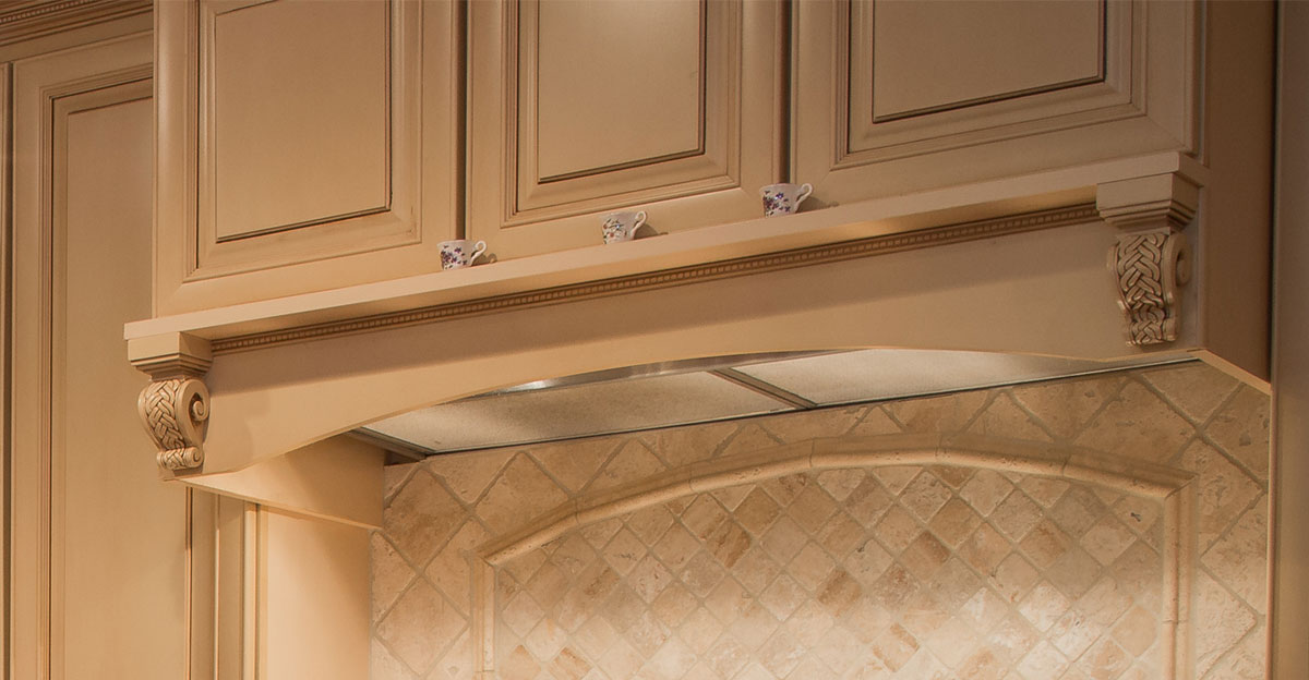 kitchen cabinets with corbels