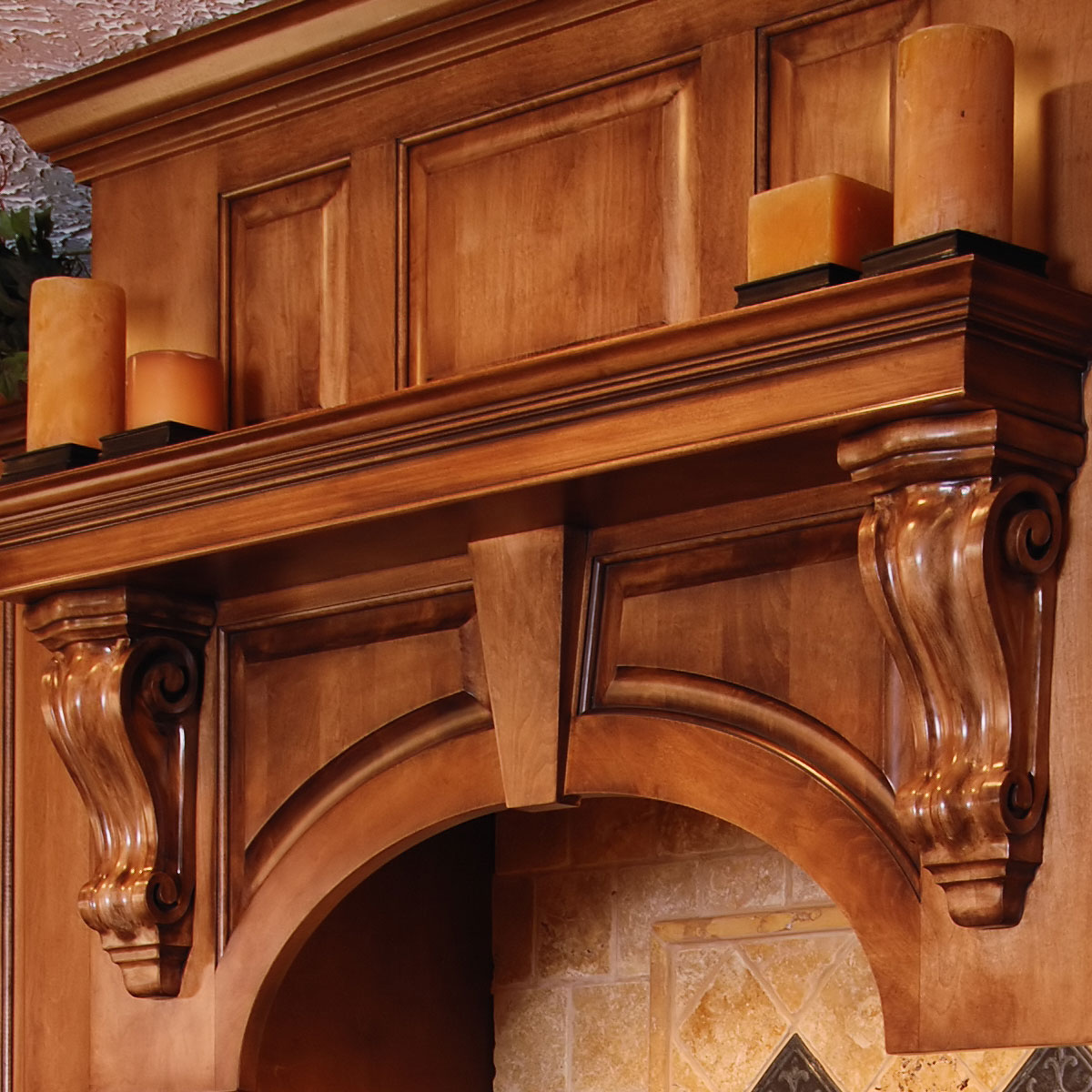 beautifulkitchen cabinets with classic clean line corbels