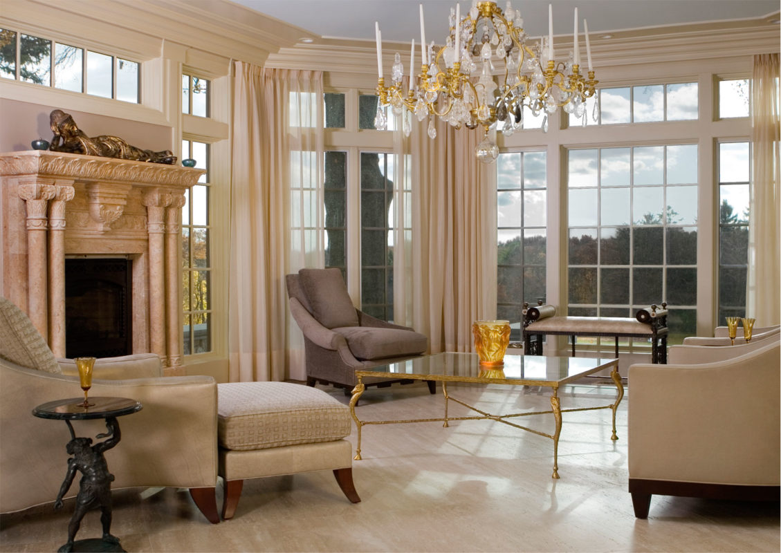 Elegant interior design with fireplace mantel; interior design ideas, decorating inspiration