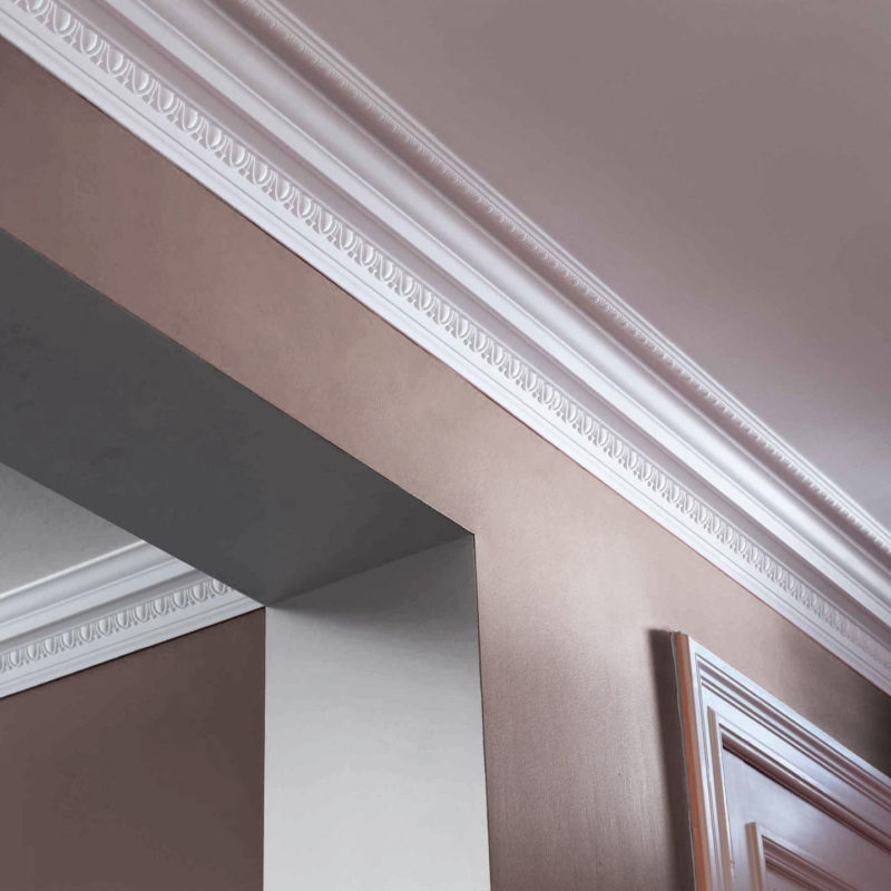 interior with large egg and dart crown molding; molding ideas, crown molding inspiration