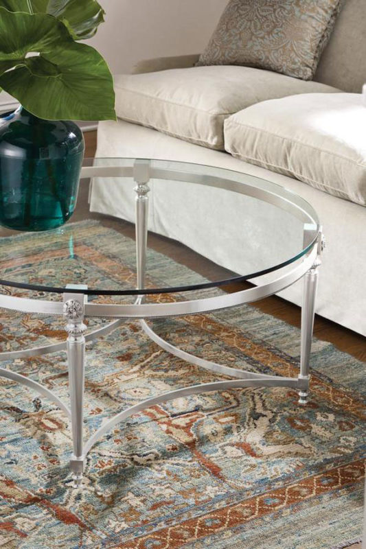 details of hand-cast wrought iron table in silver leaf finish