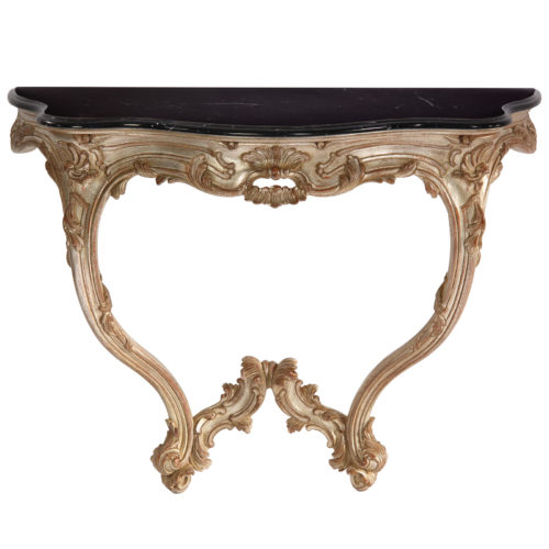 Adam style demilune console table with mahogany and satinwood veneer. Demilune console inlaid with pear and maple. Adam style console table has carved wood legs and antiqued gold-leaf details. This console table is hand made in Italy