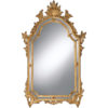 Hand-crafted in Italy carved wood decorative wall mirror with dual frame and mirrored inserts. Mirror design features elegant scrolls, flowers and shell motif. Decorative wall mirror is finished in antiqued gold leaf. This mirror is made in Italy