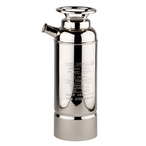 Fire Extinguisher cocktail shaker is handmade in brass; nickel-plated outside and silver-plated inside;