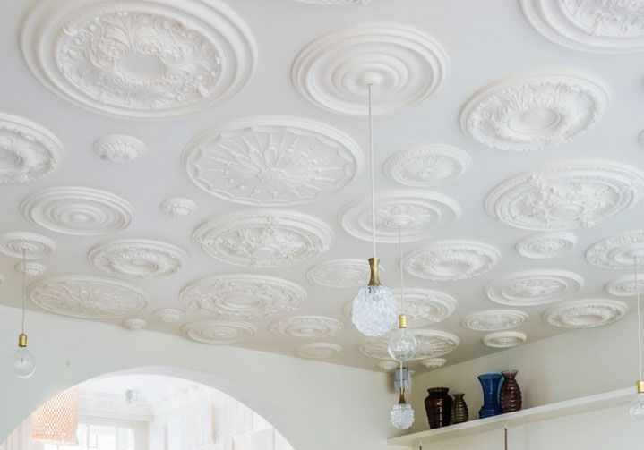 Interior design featuring ceiling medallions; creative ceiling design ideas
