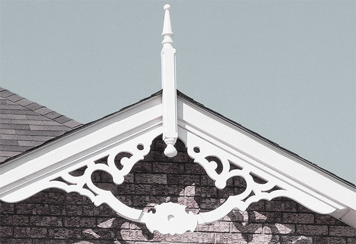 Victorian trim | Newton Victorian gable ornament shown installed in combination with large Victorian gable post