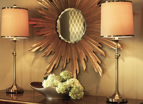 lamps; interior design with elegant brass lamps