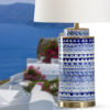 Hand crafted blue and white porcelain lamp with hand painted design; available at InvitingHome.com