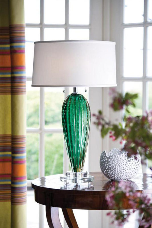 Venetian glass lamp -  beautiful gold and green Venetian glass lamp
