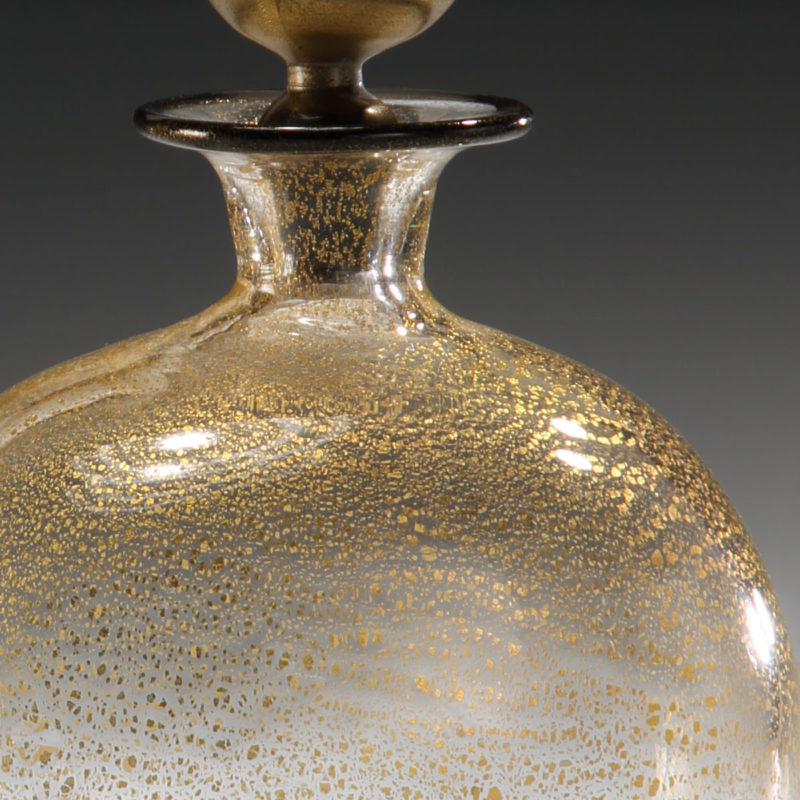 hand-blown golden Venetian glass bottle