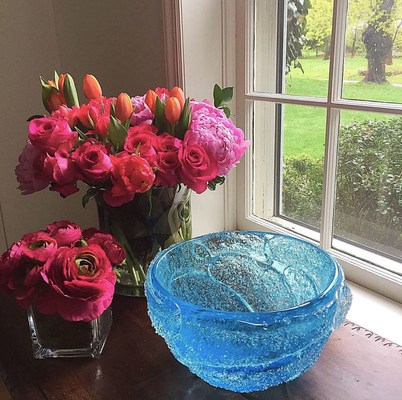 Hand-blown aquamarine and clear Venetian glass bowl; made in Murano, Italy; available at InvitingHome.com